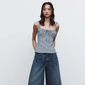 Zara Gingham Ruffle Tank Top